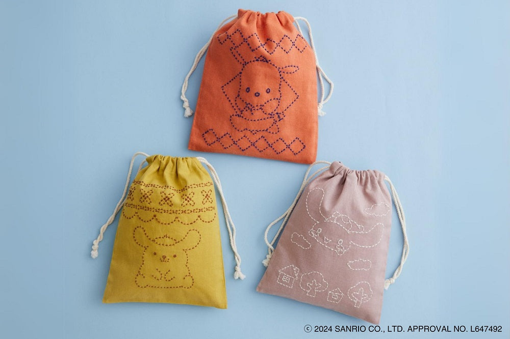 サンリオキャラクターズの刺し子小もの 巾着 ポチャッコ