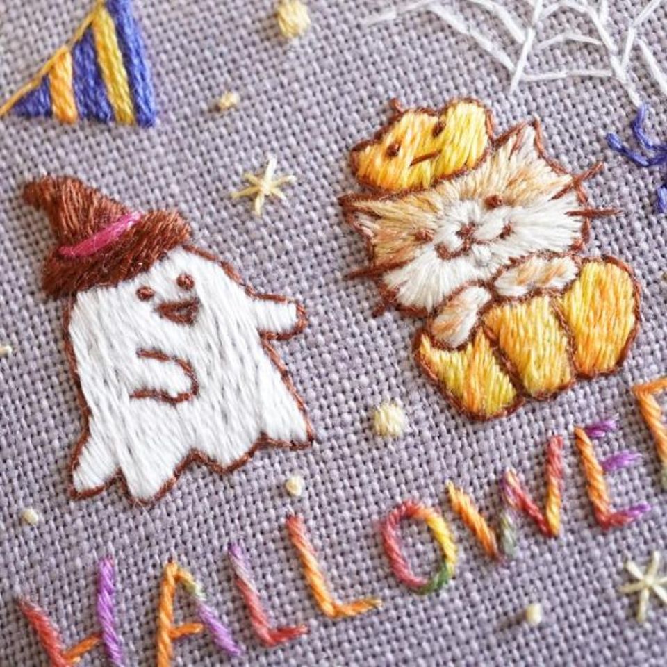 
                  
                    ハロウィンネコ刺繍キット　Halloween party カボチャネコ 手刺繍飾り
                  
                