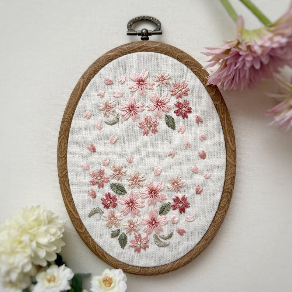 桜の刺繍ミニフレームキット