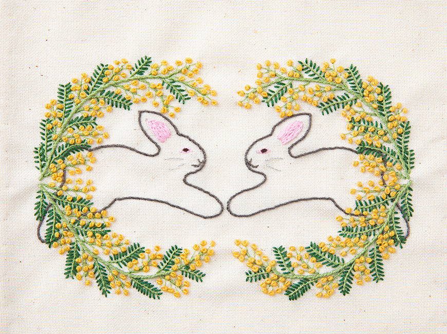 
                  
                    Monthly Embroidery Design　ミモザとうさぎ
                  
                